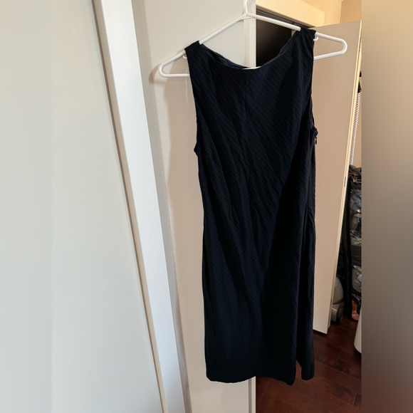 🟢Ann Taylor LOFT size 12 pin stripe sleeveless black dress. 🟢 - Picture 4 of 8